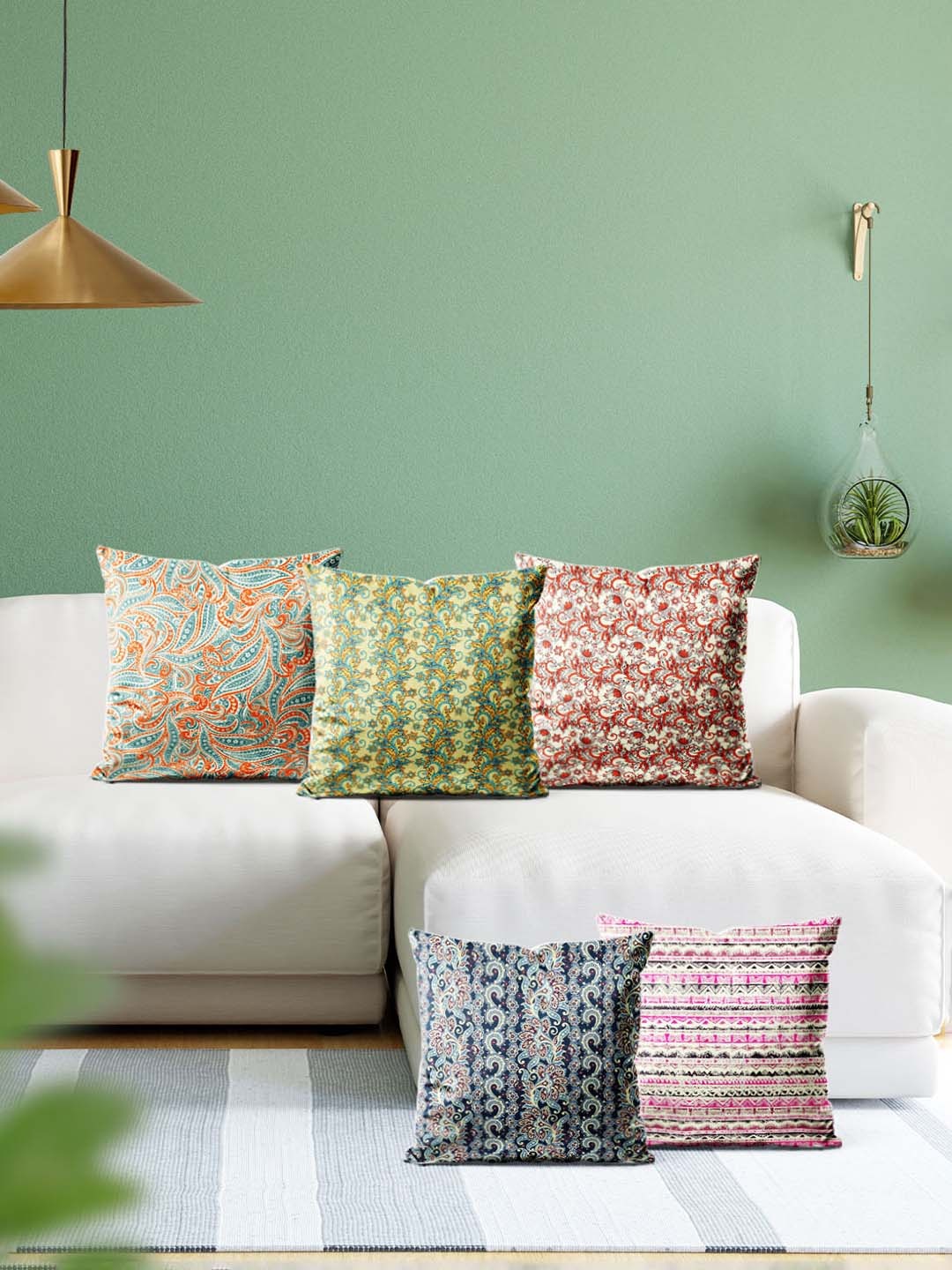 

ArtzFolio Multicoloured Set of 5 Velvet Square Cushion Covers, Multi
