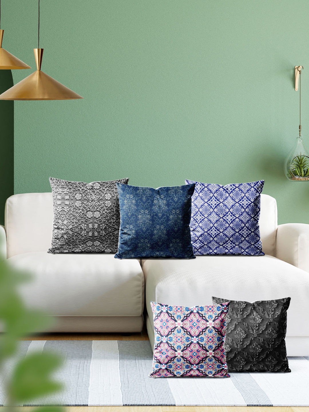 

ArtzFolio Multicoloured Set of 5 Square Cushion Covers, Multi
