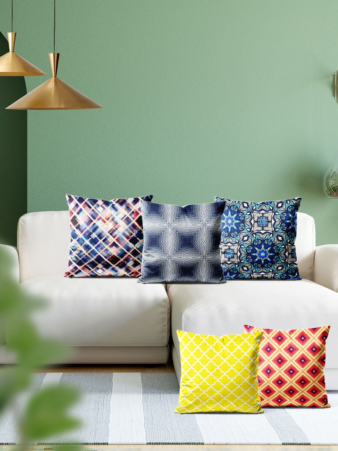 

ArtzFolio Multicoloured Set of 5 Square Cushion Covers, Multi