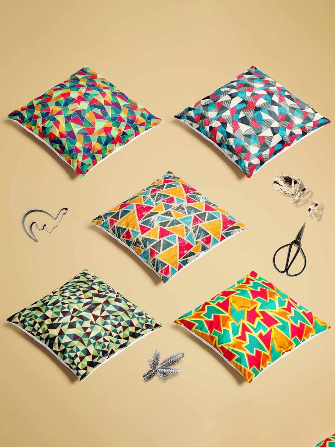 

ArtzFolio Multicoloured Set of 5 Velvet Square Cushion Covers, Multi