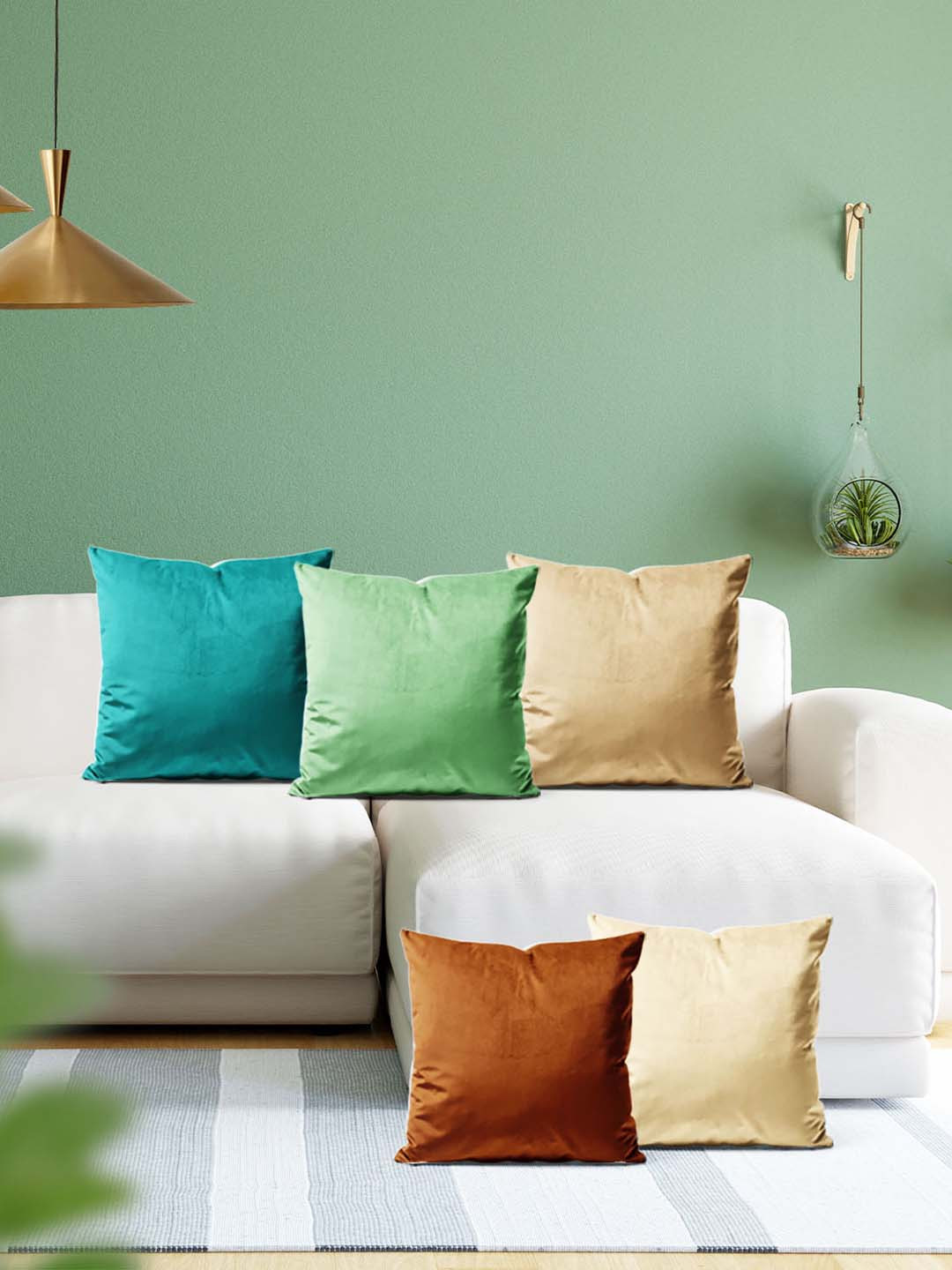 

ArtzFolio Multicoloured Set of 5 Velvet Square Cushion Covers, Multi