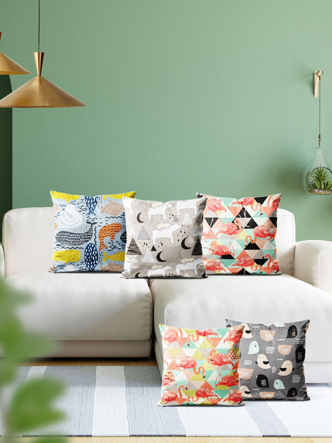 

ArtzFolio Multicoloured Set of 5 Square Cushion Covers, Multi
