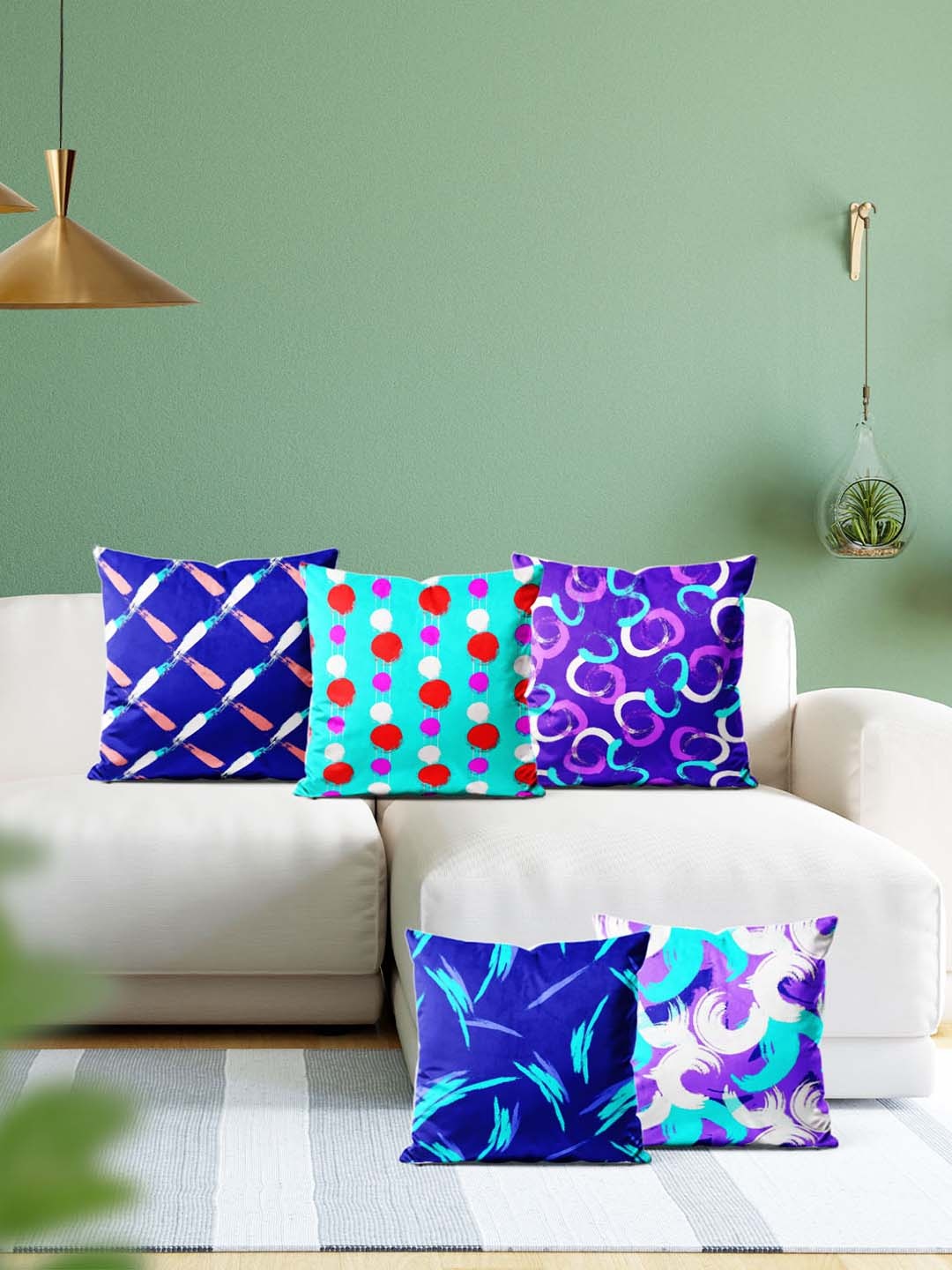 

ArtzFolio Multicoloured Set of 5 Velvet Square Cushion Covers, Multi