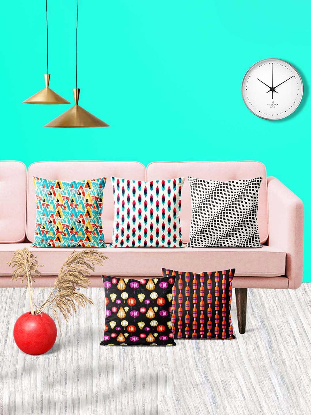

ArtzFolio Multicoloured Set of 5 Square Cushion Covers, Multi