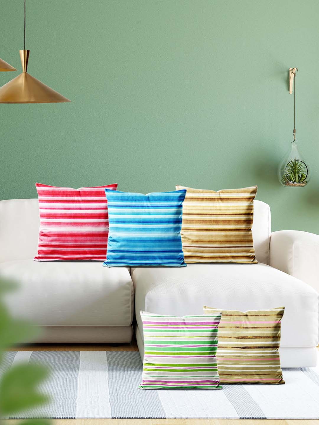 

ArtzFolio Multicoloured Set of 5 Velvet Square Cushion Covers, Multi