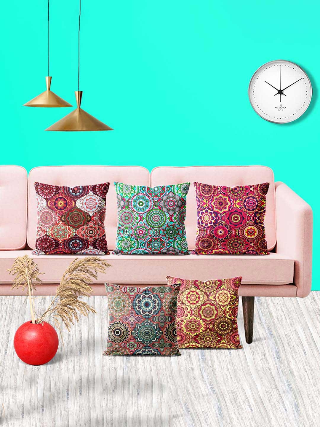 

ArtzFolio Multicoloured Set of 5 Square Cushion Covers, Multi