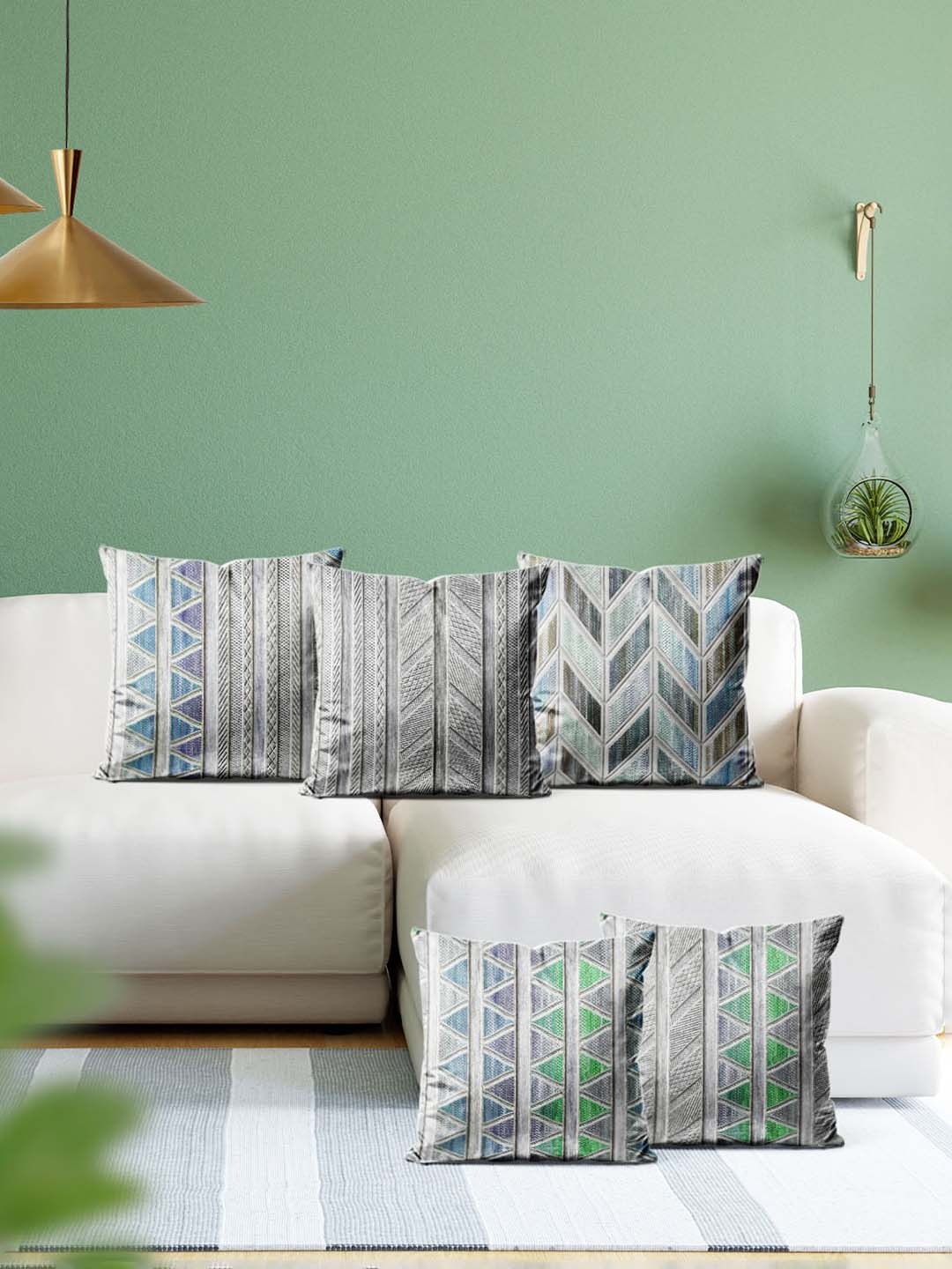 

ArtzFolio Multicoloured Set of 5 Velvet Square Cushion Covers, Multi