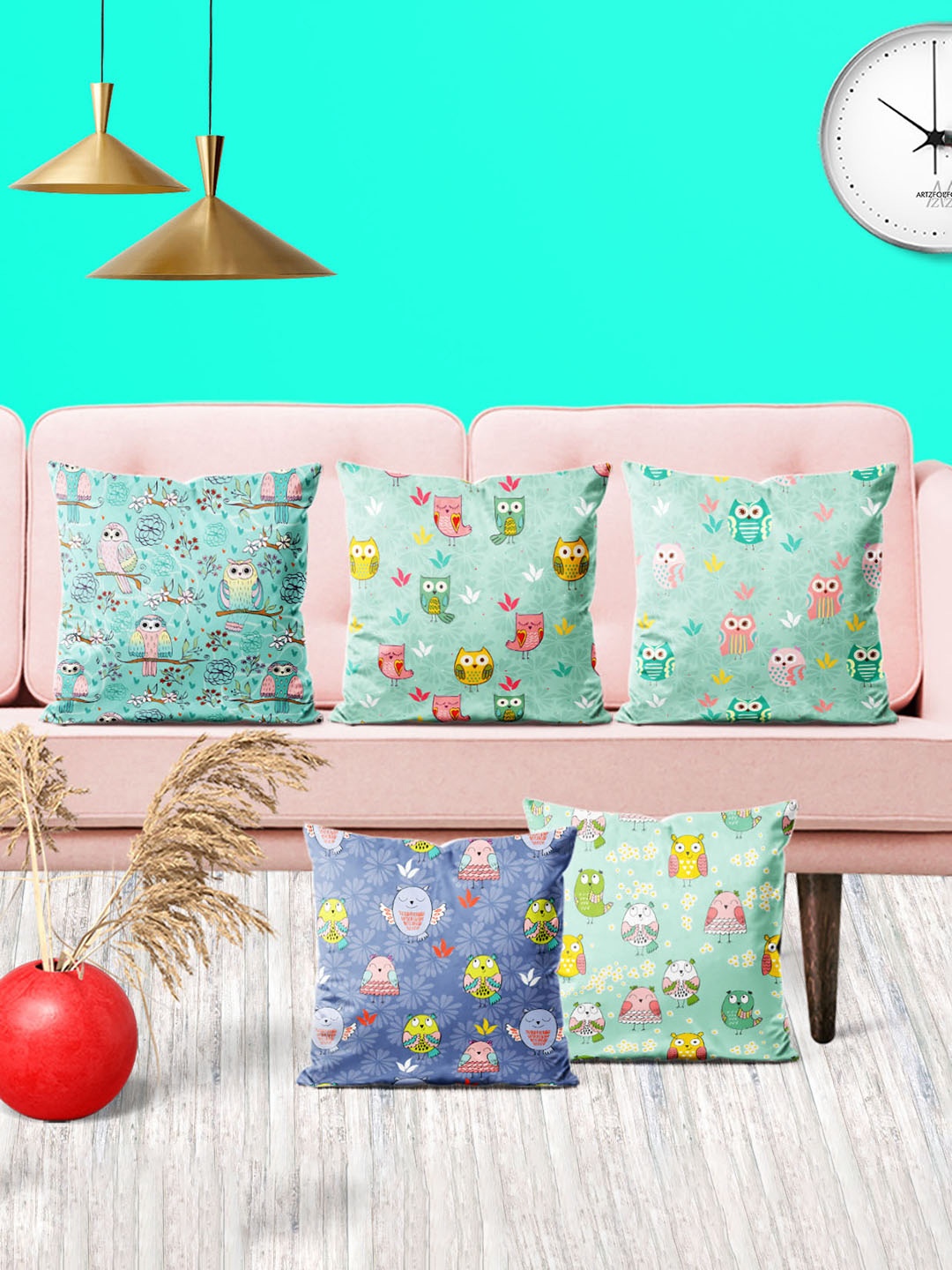 

ArtzFolio Multicoloured Set of 5 Square Cushion Covers, Multi
