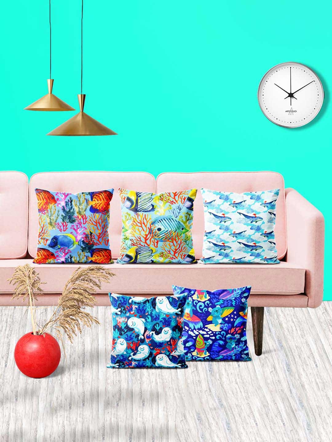 

ArtzFolio Multicoloured Set of 5 Square Cushion Covers, Multi