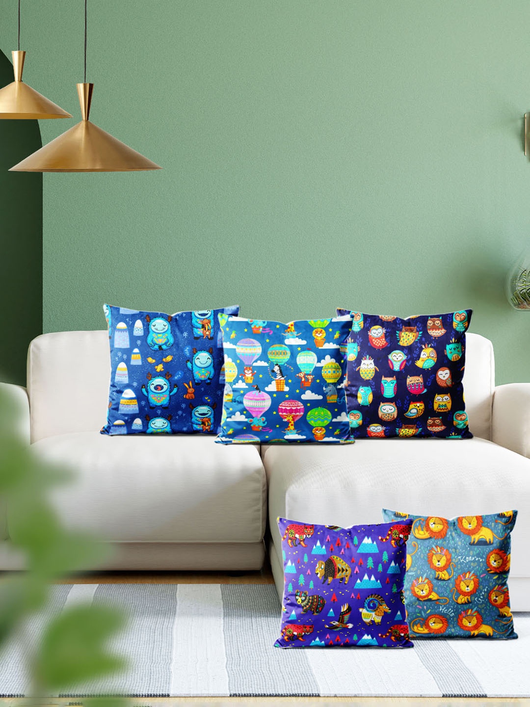 

ArtzFolio Multicoloured Set of 5 Square Cushion Covers, Multi