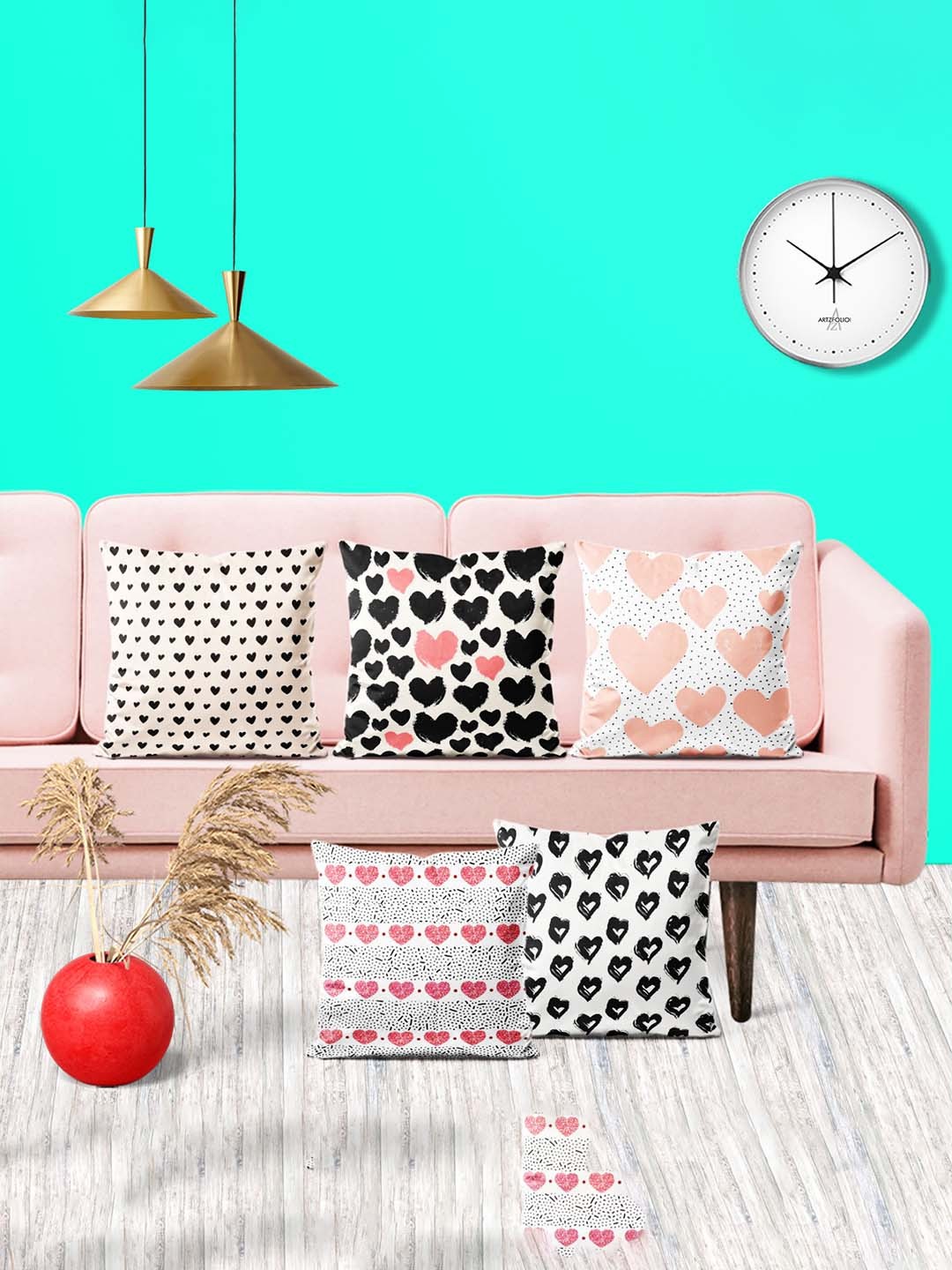 

ArtzFolio Multicoloured Set of 5 Square Cushion Covers, Multi
