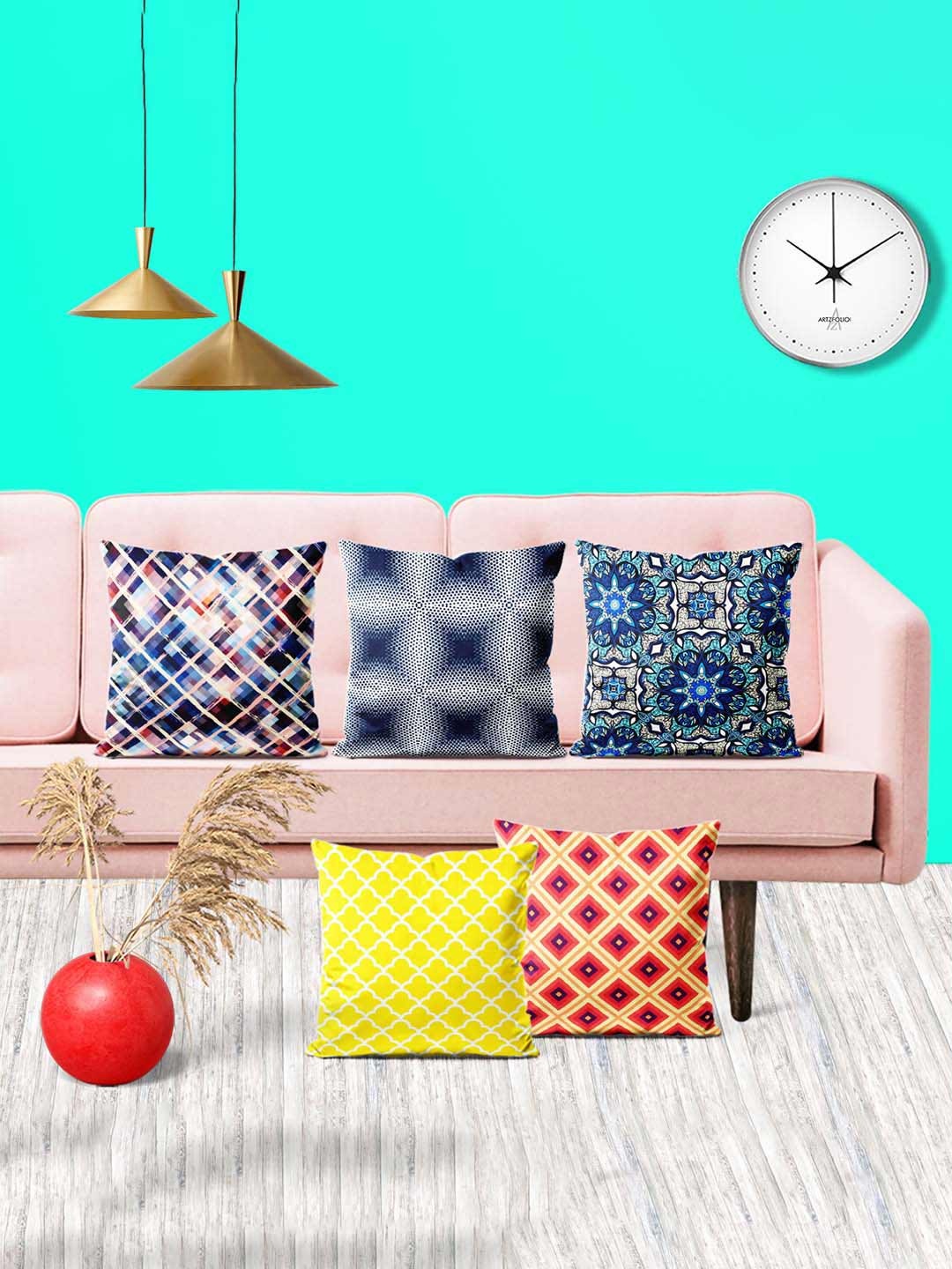 

ArtzFolio Multicoloured Set of 5 Square Cushion Covers, Multi