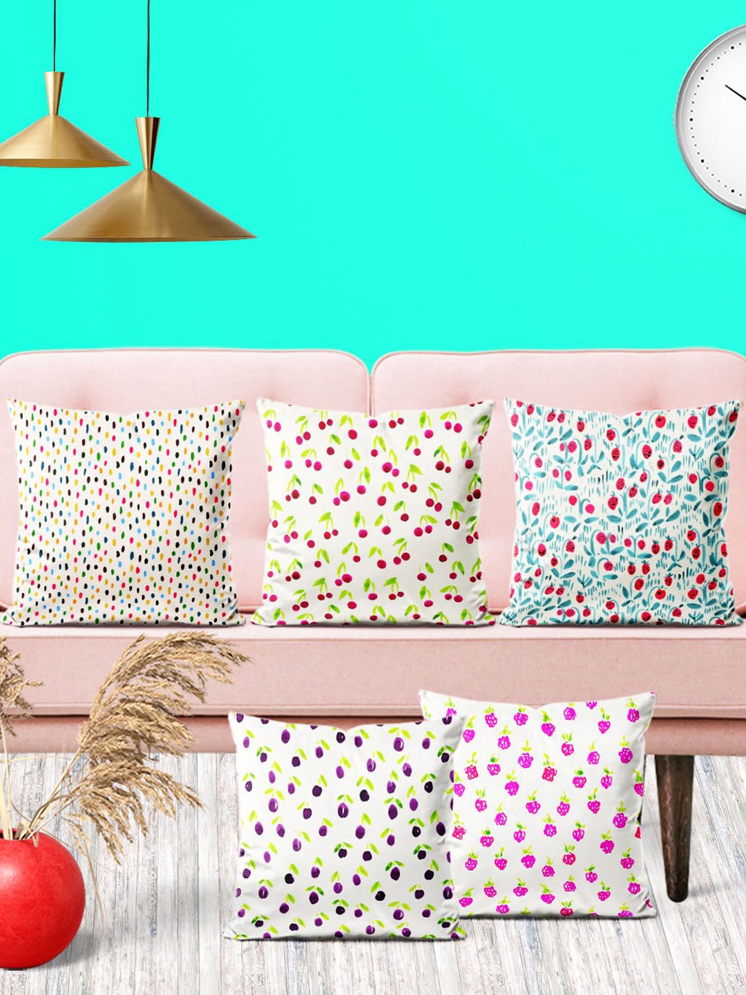

ArtzFolio Multicoloured Set of 5 Square Cushion Covers, Multi