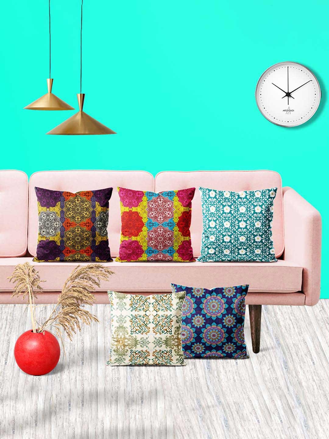 

ArtzFolio Multicoloured Set of 5 Square Cushion Covers, Multi