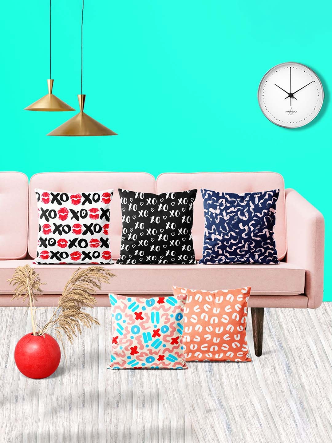 

ArtzFolio Multicoloured Set of 5 Square Cushion Covers, Multi