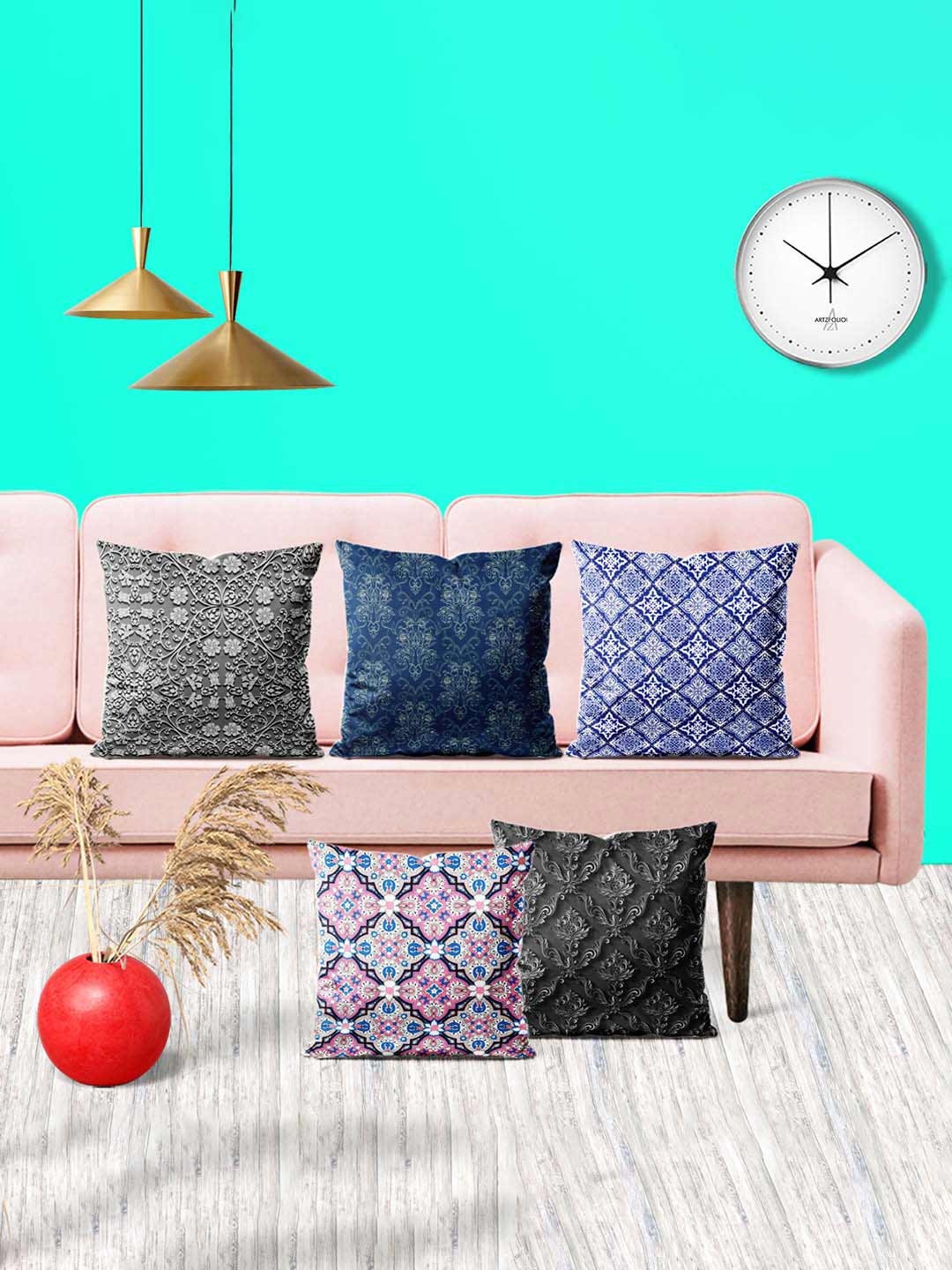 

ArtzFolio Multicoloured Set of 5 Square Cushion Covers, Multi