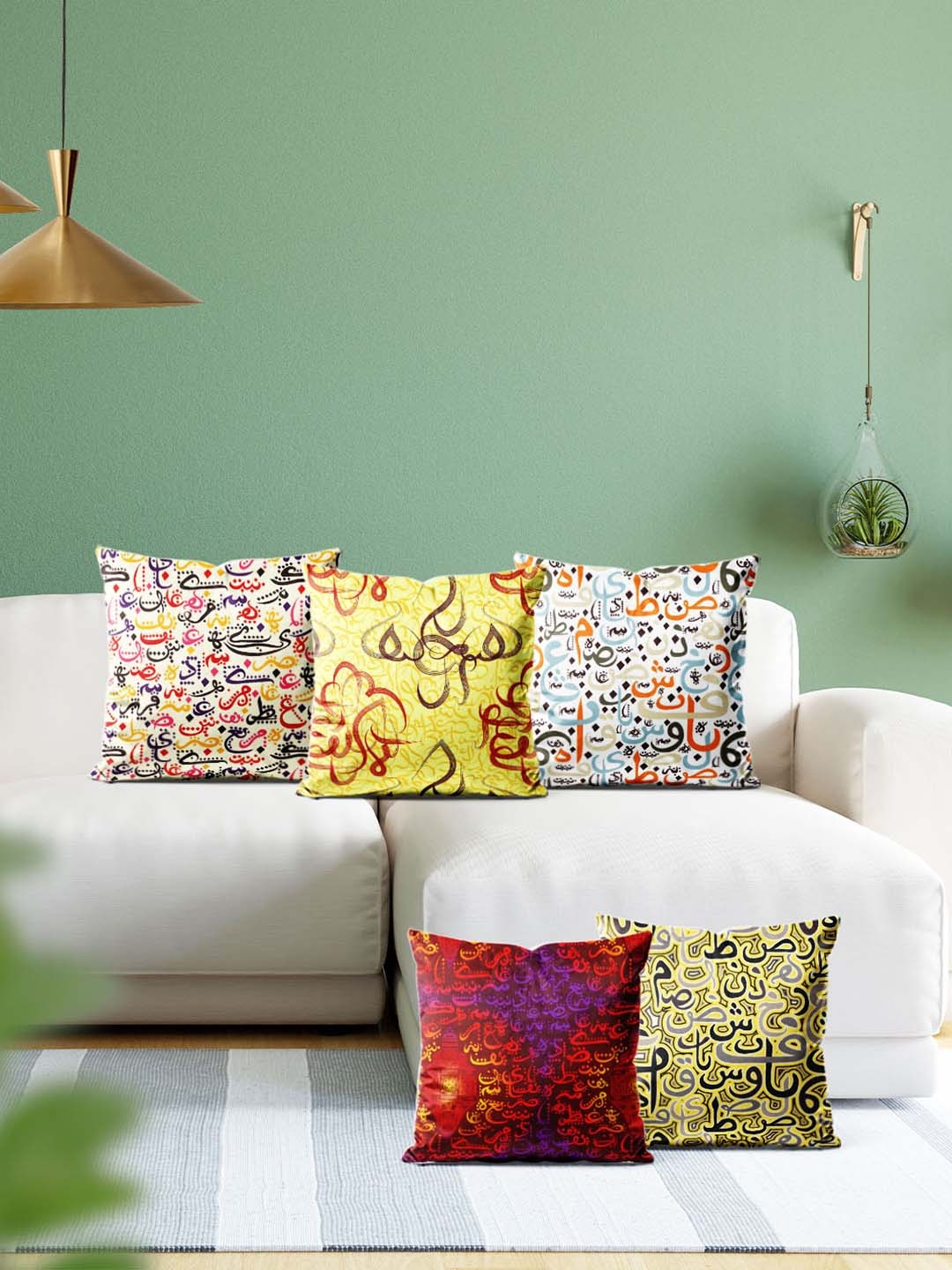 

ArtzFolio Multicoloured Set of 5 Velvet Square Cushion Covers, Multi