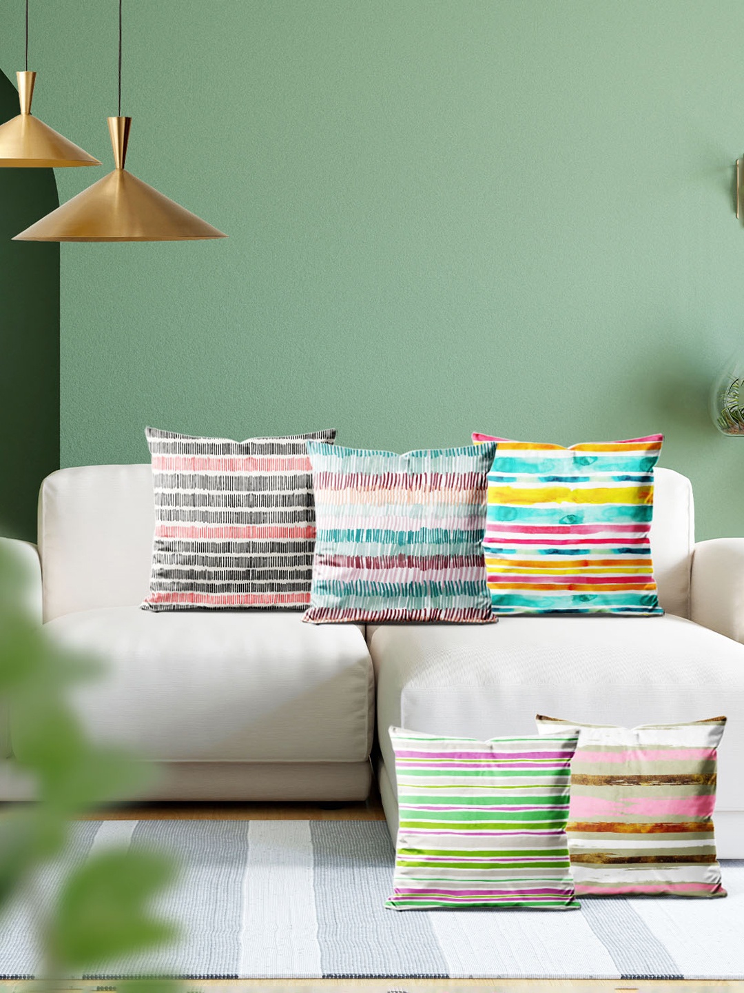 

ArtzFolio Multicoloured Set of 5 Square Cushion Covers, Multi