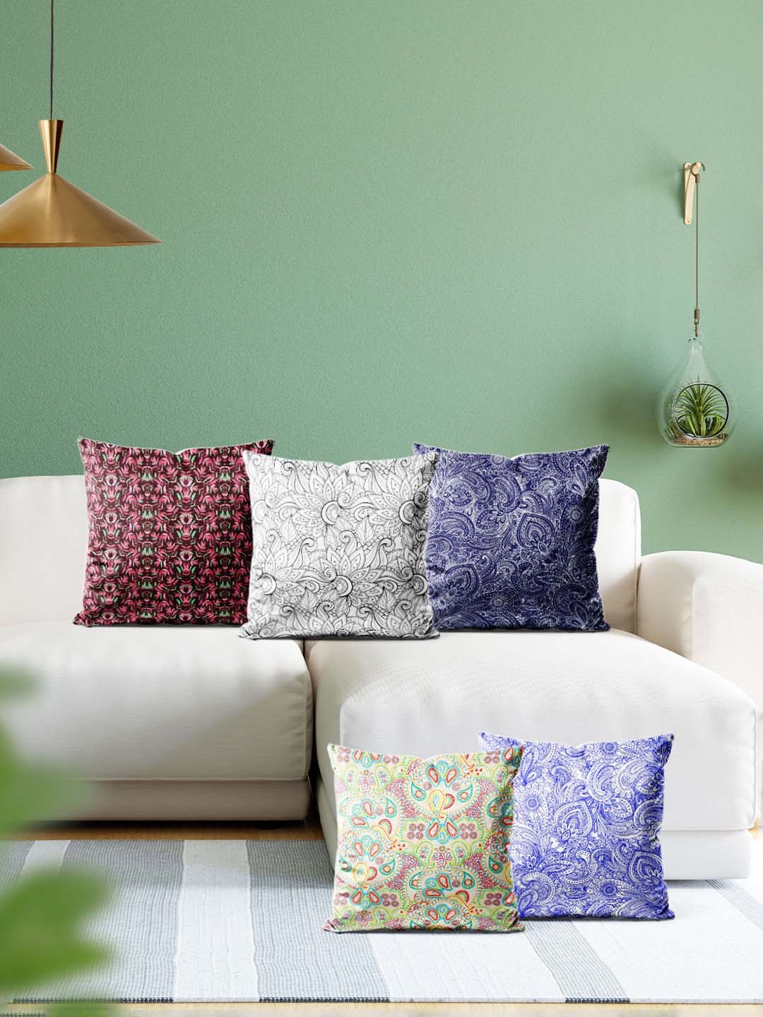 

ArtzFolio Multicoloured Set of 5 Velvet Square Cushion Covers, Multi