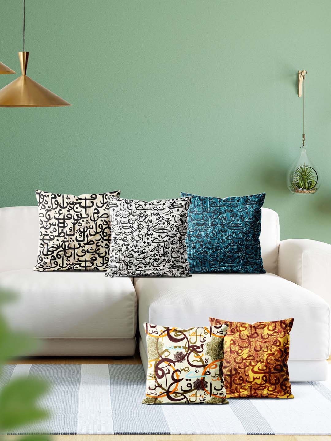 

ArtzFolio Multicoloured Set of 5 Velvet Square Cushion Covers, Multi