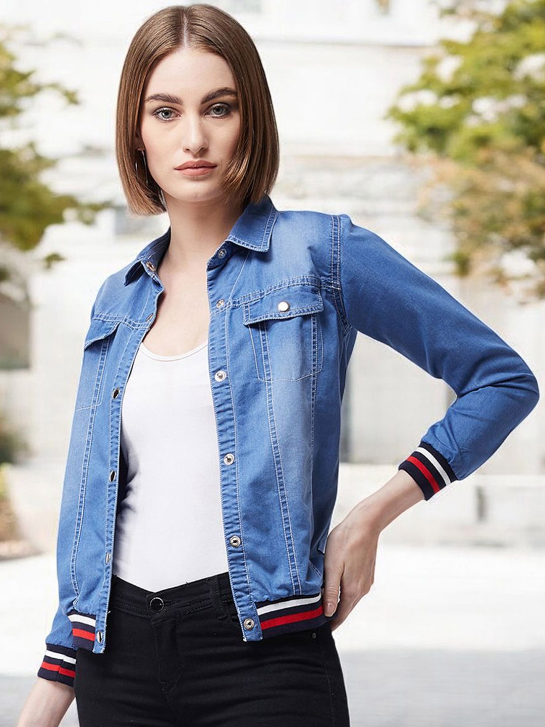 

Miss Chase Women Denim Jacket, Blue