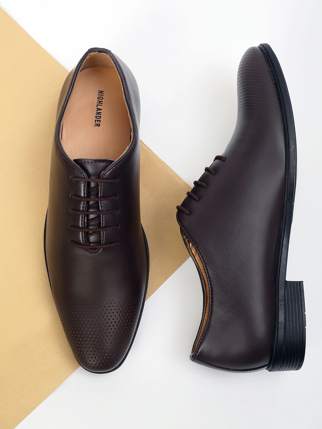 HIGHLANDER Men Lace-Up Formal Oxfords, Brown
