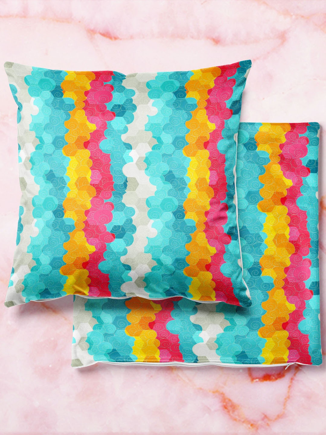 

ArtzFolio Multicoloured Set of 2 Velvet Square Cushion Covers, Multi