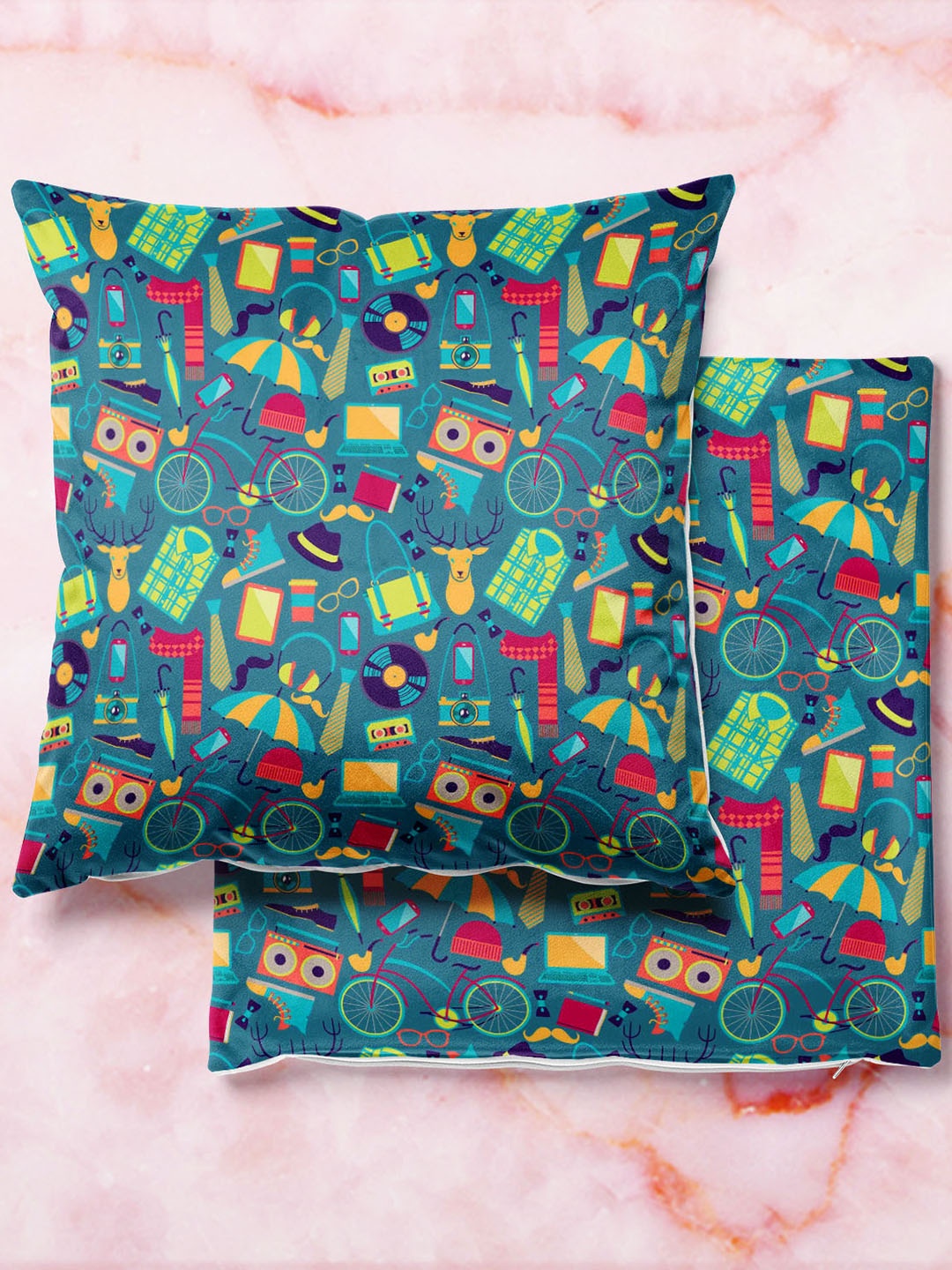 

ArtzFolio Multicoloured Set of 2 Square Cushion Covers, Multi