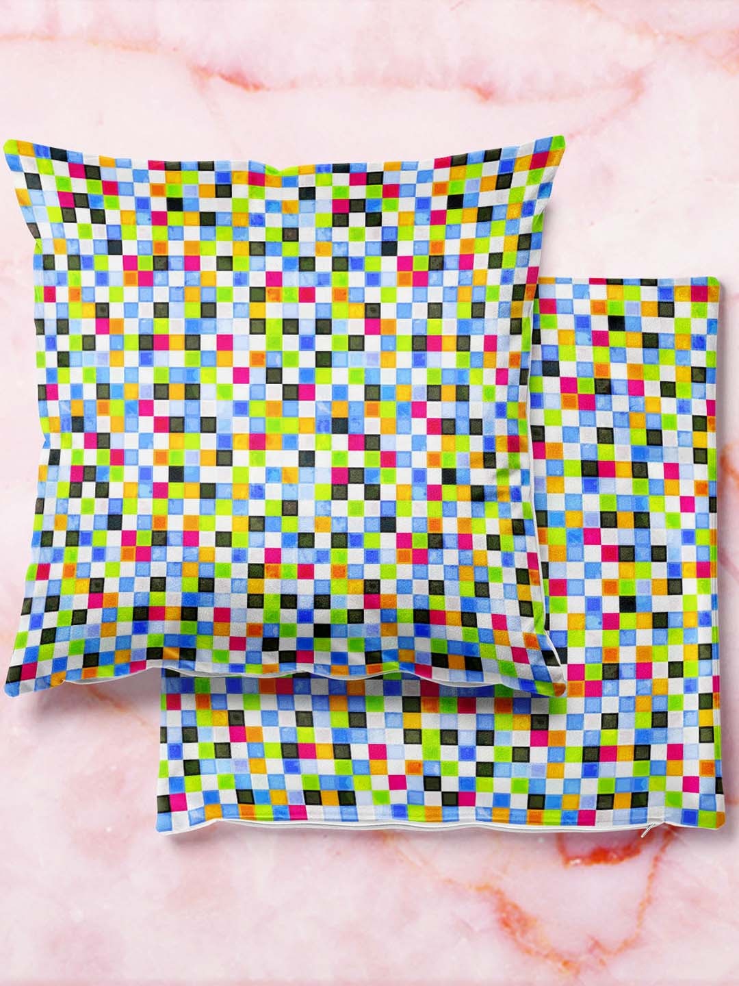 

ArtzFolio Multicoloured Set of 2 Velvet Square Cushion Covers, Multi