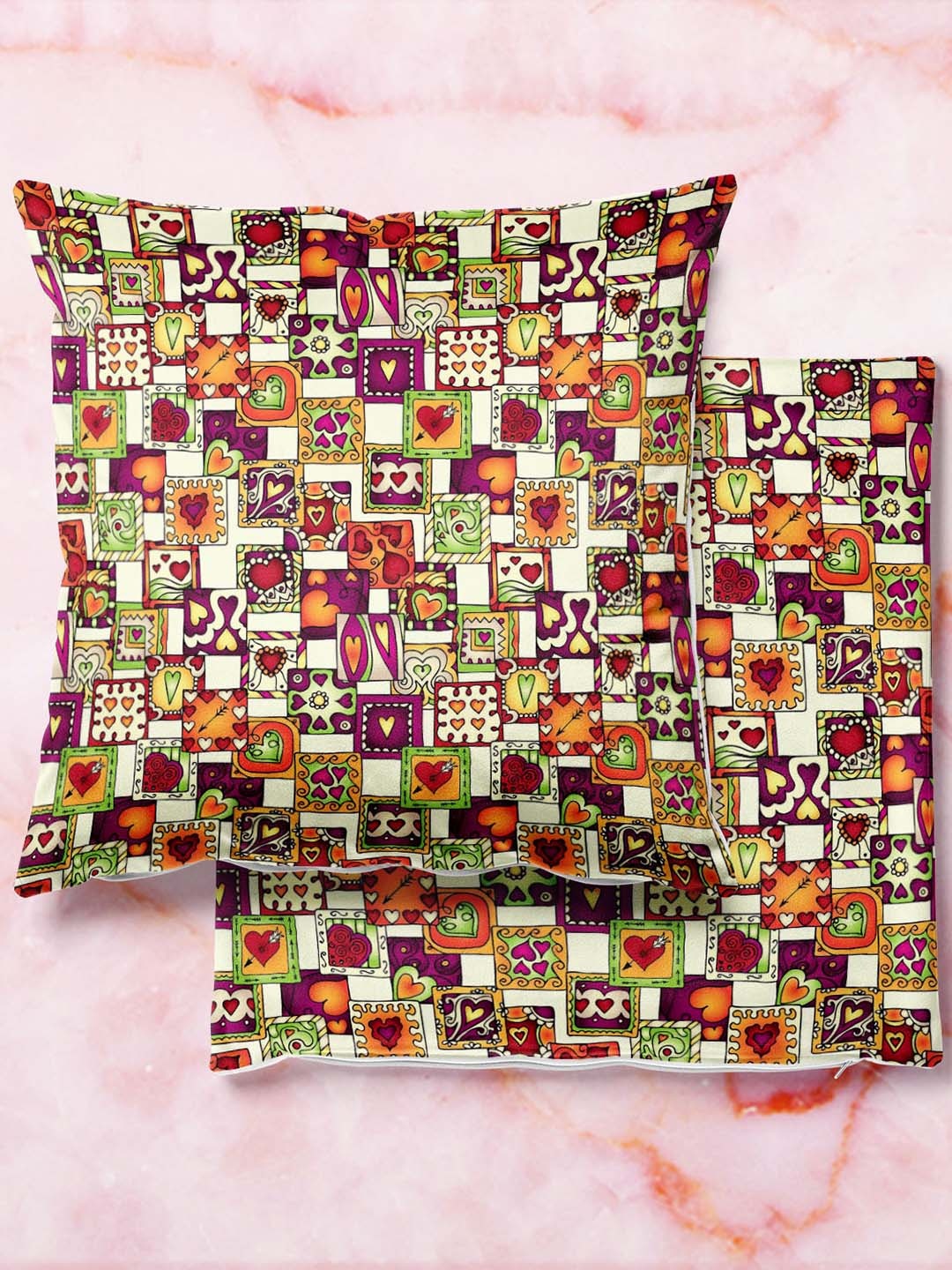 

ArtzFolio Multicoloured Set of 2 Velvet Square Cushion Covers, Multi