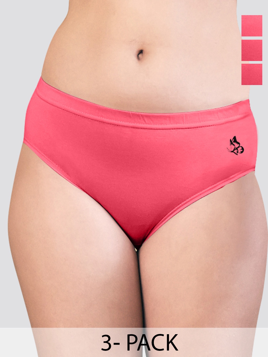 

Kalyani Women Pack of 3 Cotton Mid Rise Anti-Odour Hipster Brief, Coral