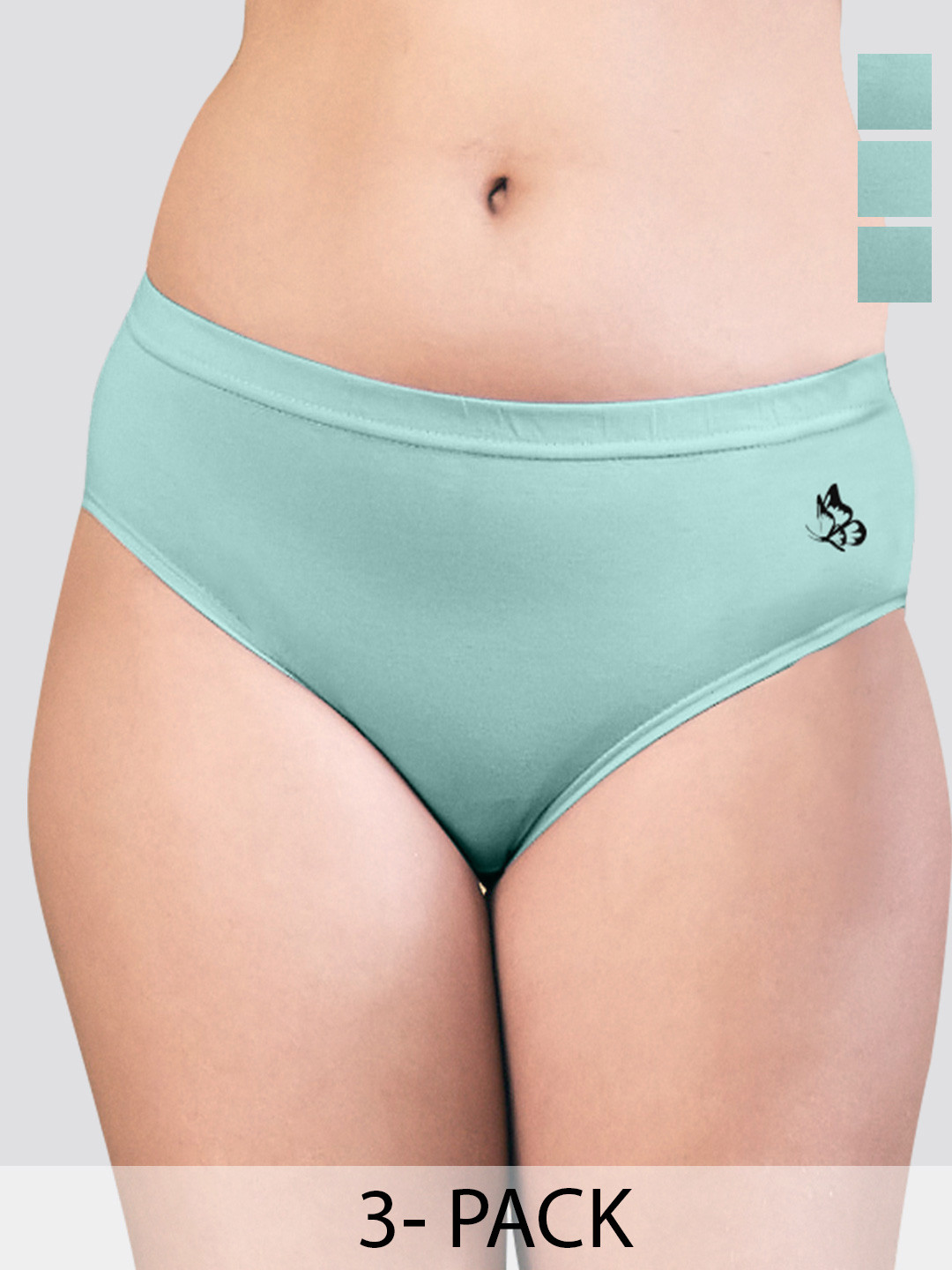 

Kalyani Pack Of 3 Mid Rise Pure Cotton Hipster Briefs, Green
