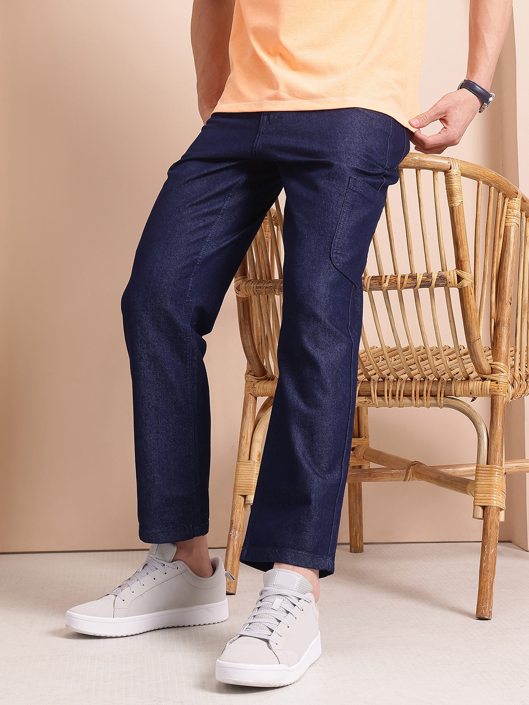 

Mast & Harbour Men Straight Fit Cargo Style Jeans, Blue