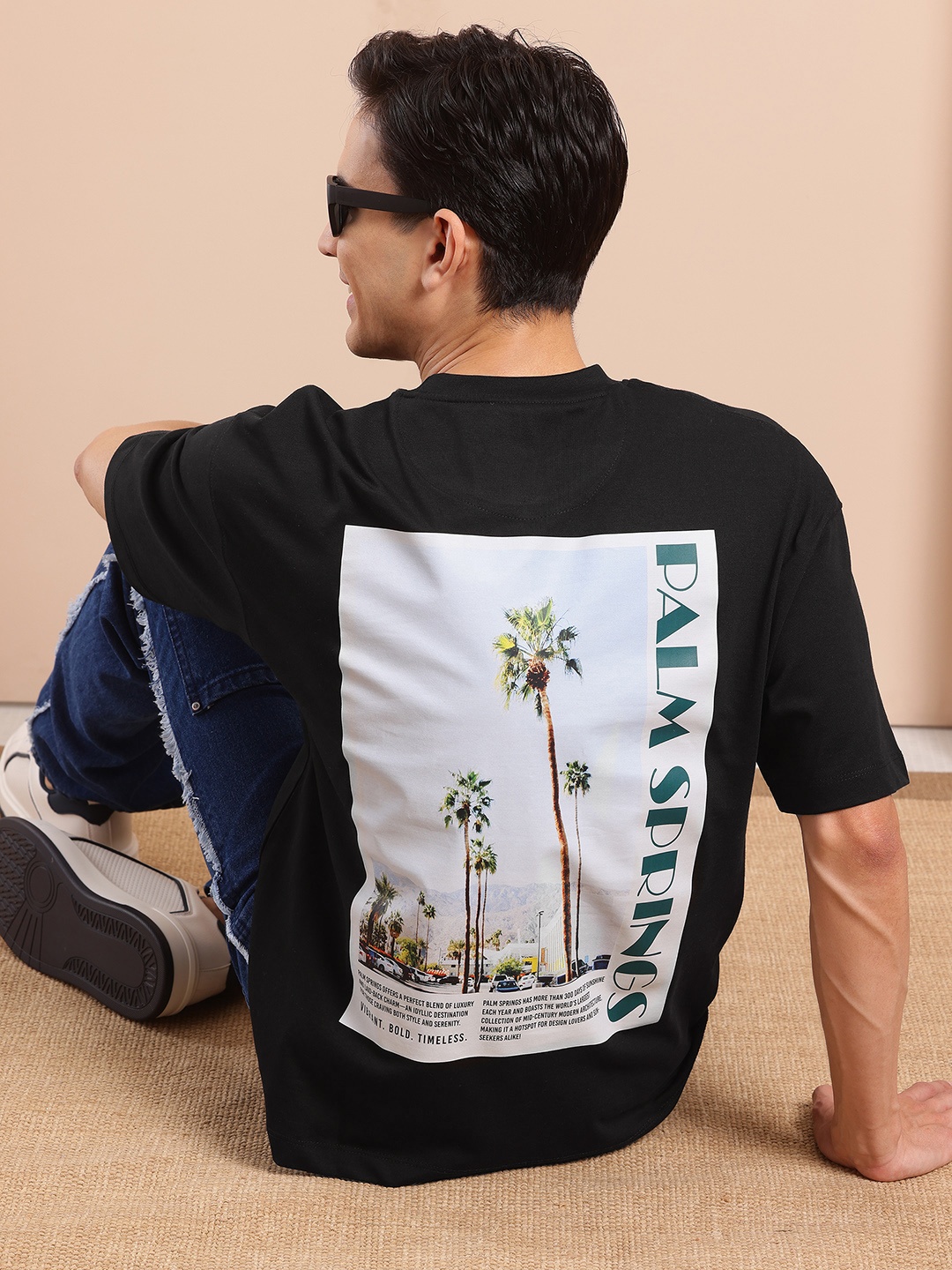 

Mast & Harbour Men Printed Relaxed Fit T-shirt, Black