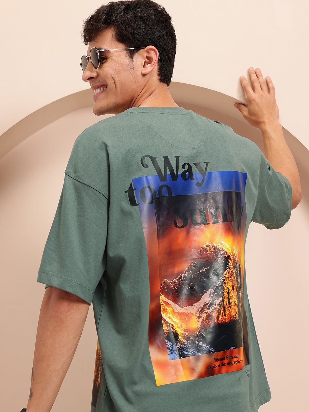 

Mast & Harbour Photographic Print Drop-Shoulder Sleeves T-shirt, Olive