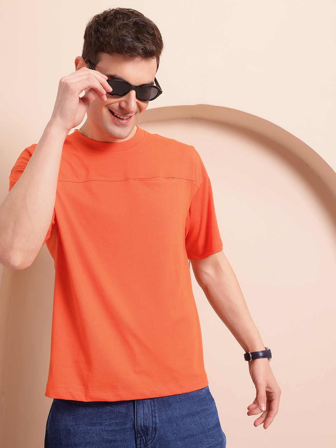 

Mast & Harbour Drop-Shoulder Sleeves Relaxed Fit Pockets T-shirt, Orange