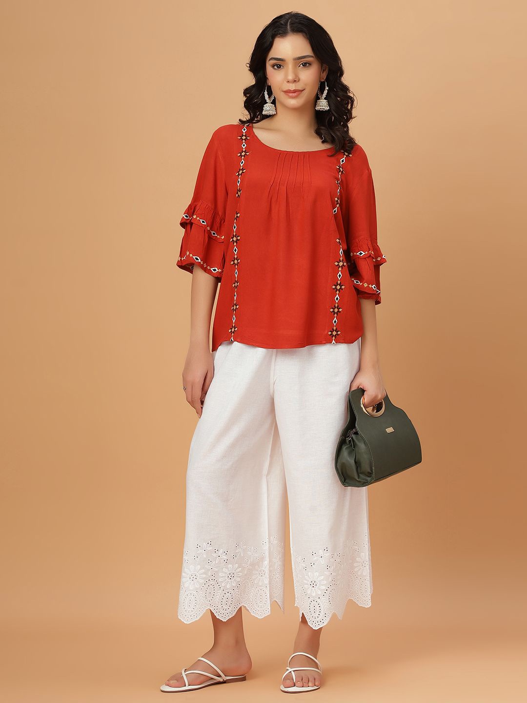 

Bottoms.love Women Knitted Regular Fit Palazzos, White