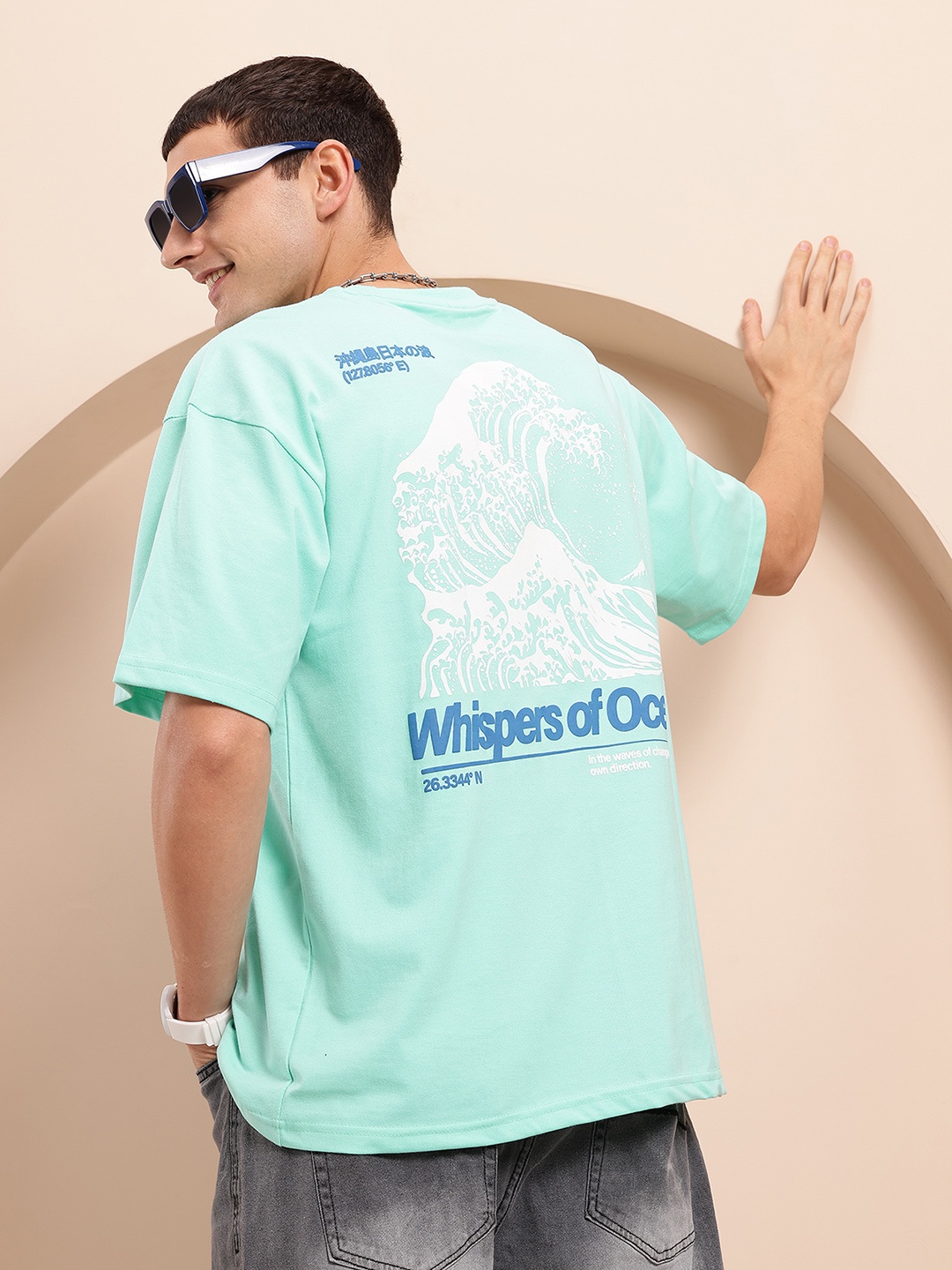 

Mast & Harbour Men Printed Relaxed Fit T-shirt, Sea green