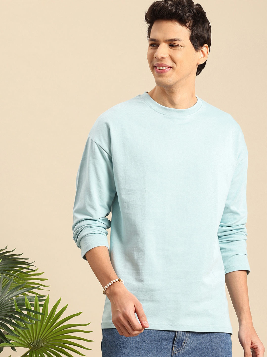 

Mast & Harbour Bio Finish Pure Cotton Oversized T-shirt, Turquoise blue