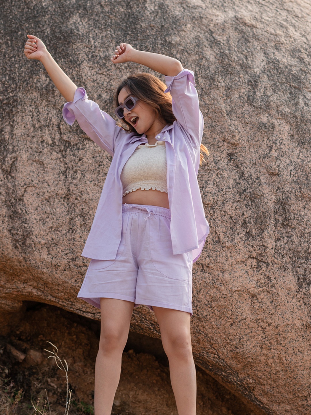 

Babli Pure Cotton Shirt With Short, Lavender