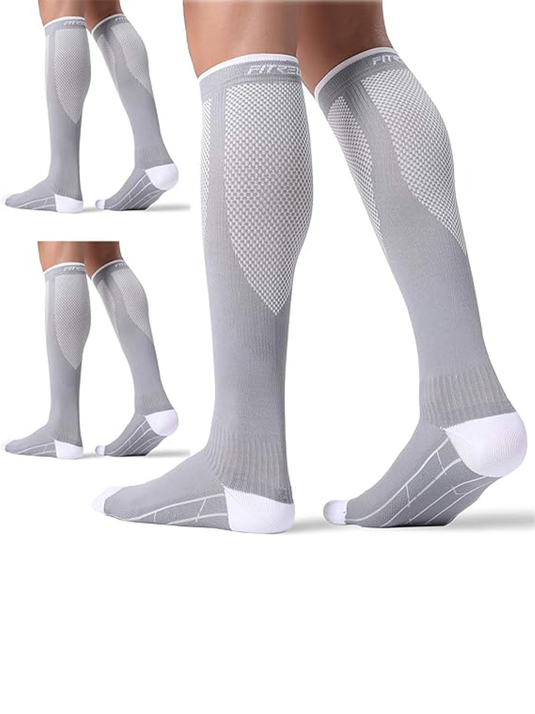 

FOOTPRINTS Patterned Knee-Length Socks, Grey