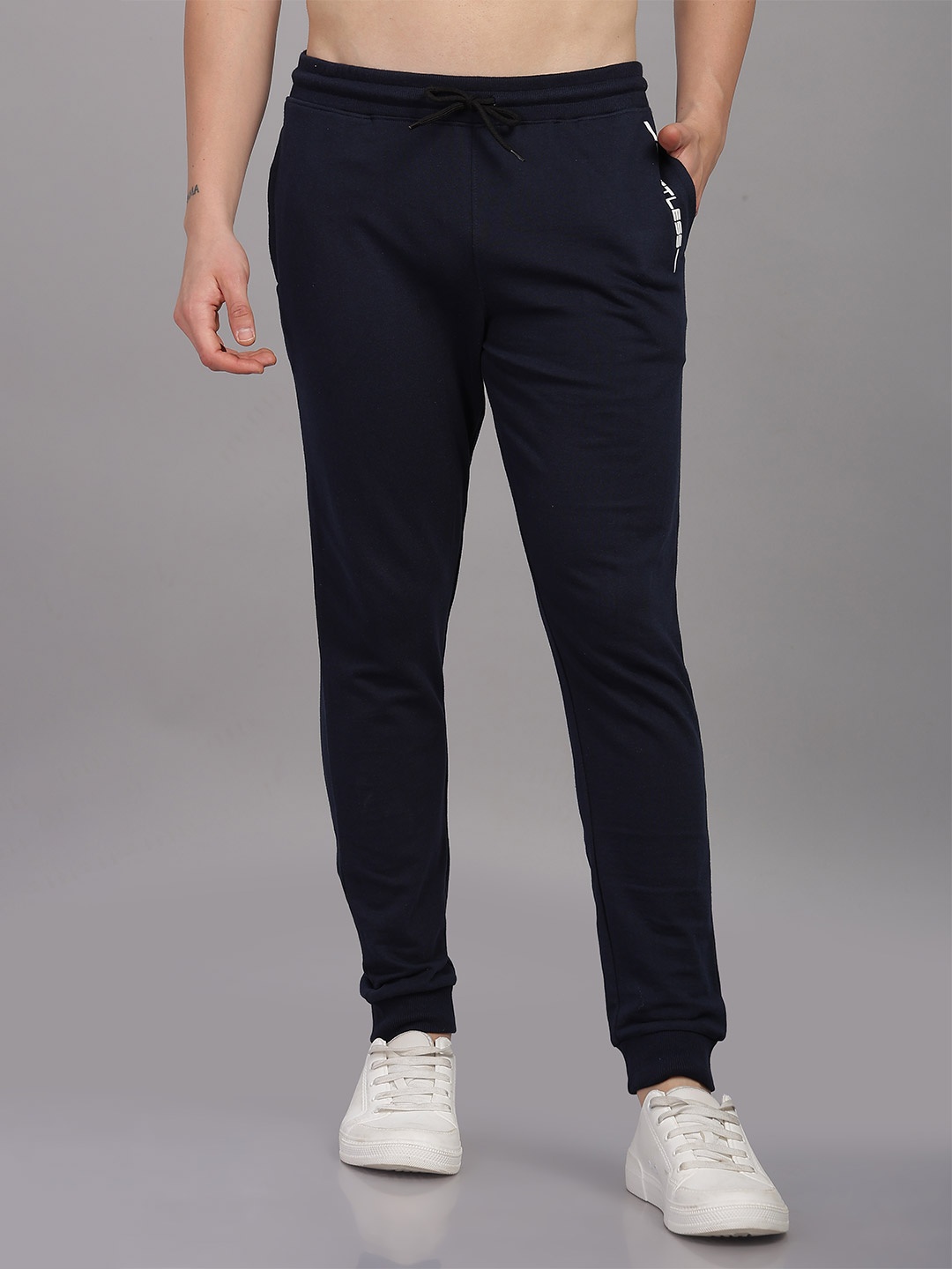 

Domin8 Men Super Soft Cotton Track Pant With Zipper Pockets, Blue