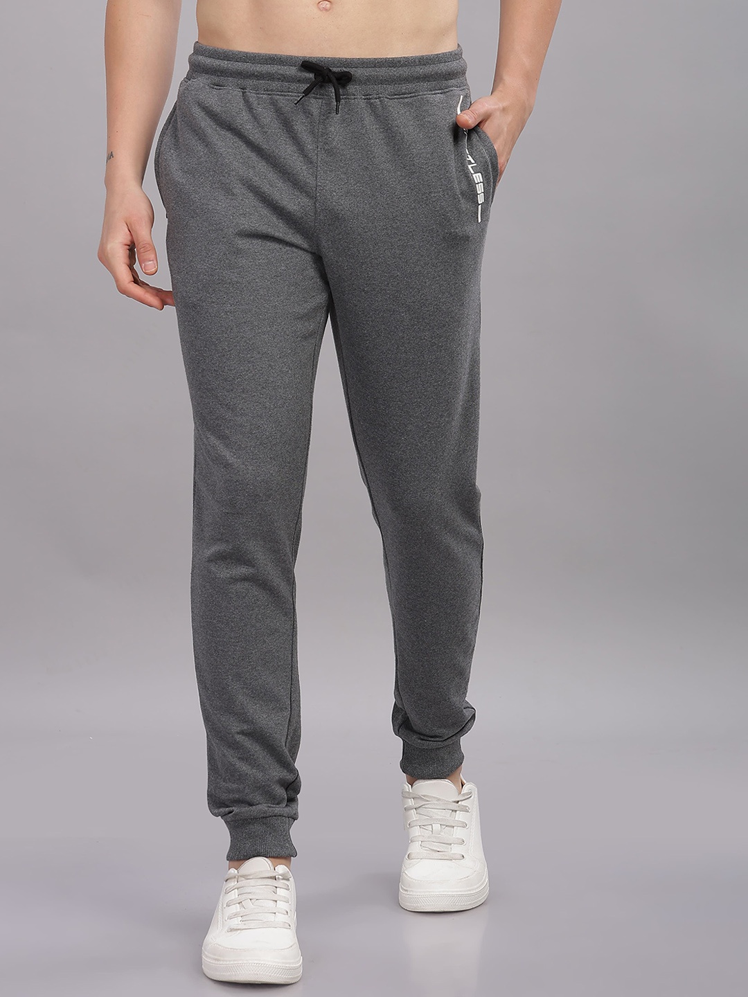 

DOMIN8 Men Super Soft Cotton Track Pant With Zipper Pockets, Grey