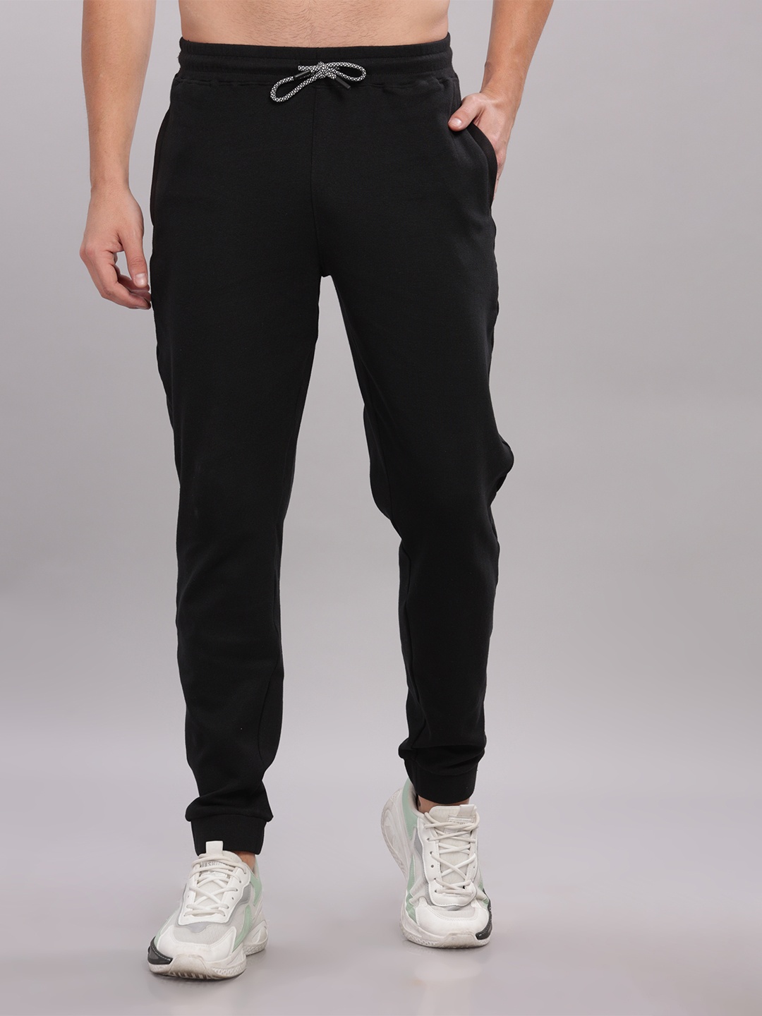 

Domin8 Men Solid Track Pants With Zipper Pocket, Black