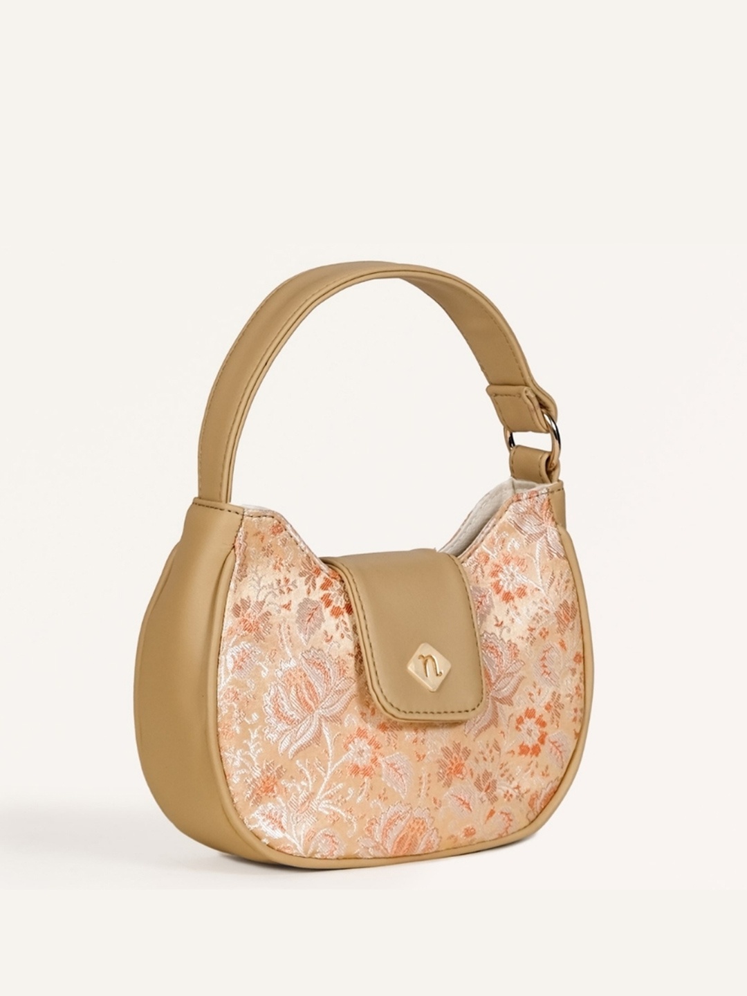 

Nestasia Floral Printed Half Moon Handheld Bag, Peach