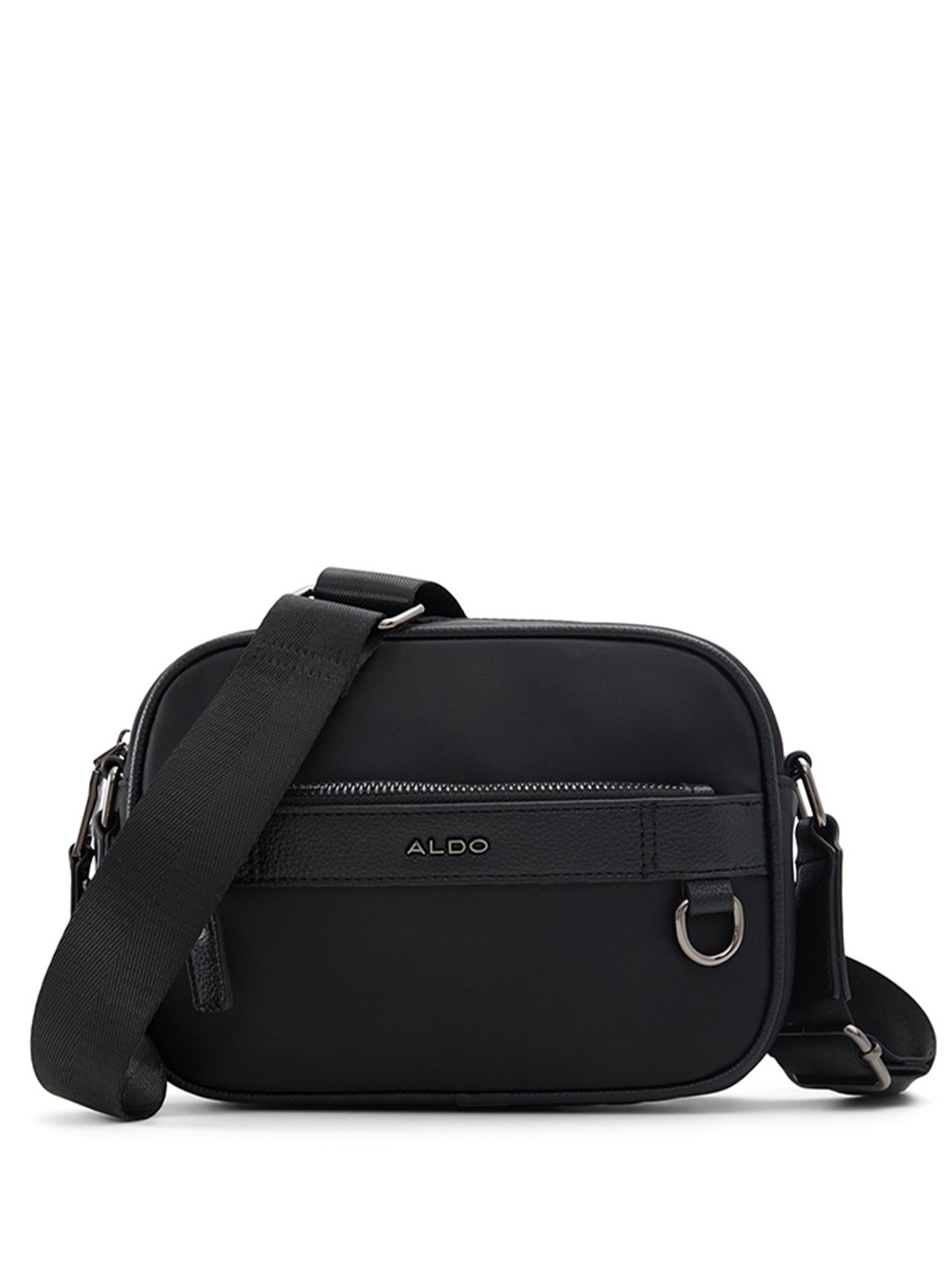 

ALDO Men Solid Detachable Sling Strap Messenger Bag, Black