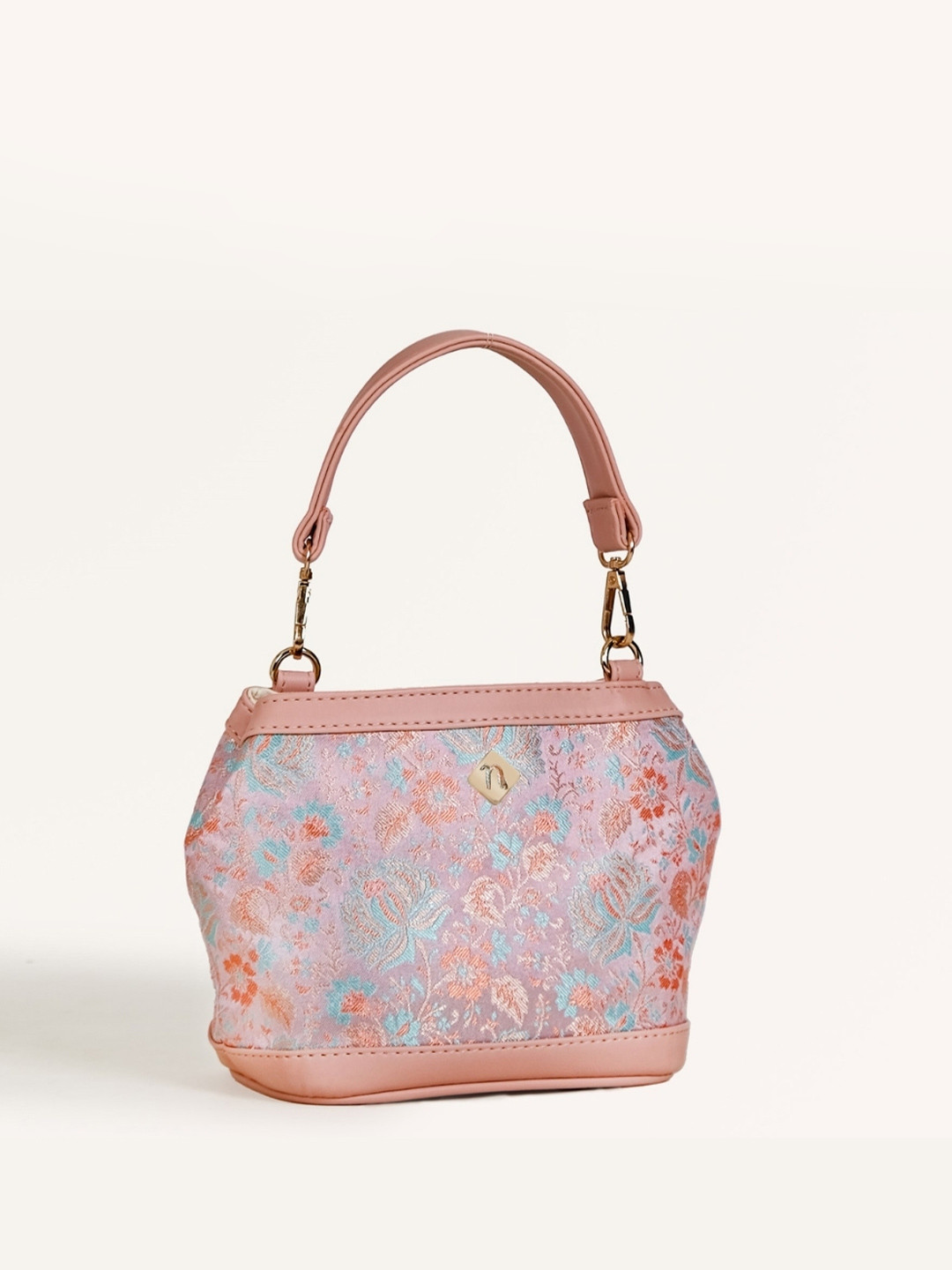 

Nestasia Floral Embroidered Bucket Handheld Bag, Pink