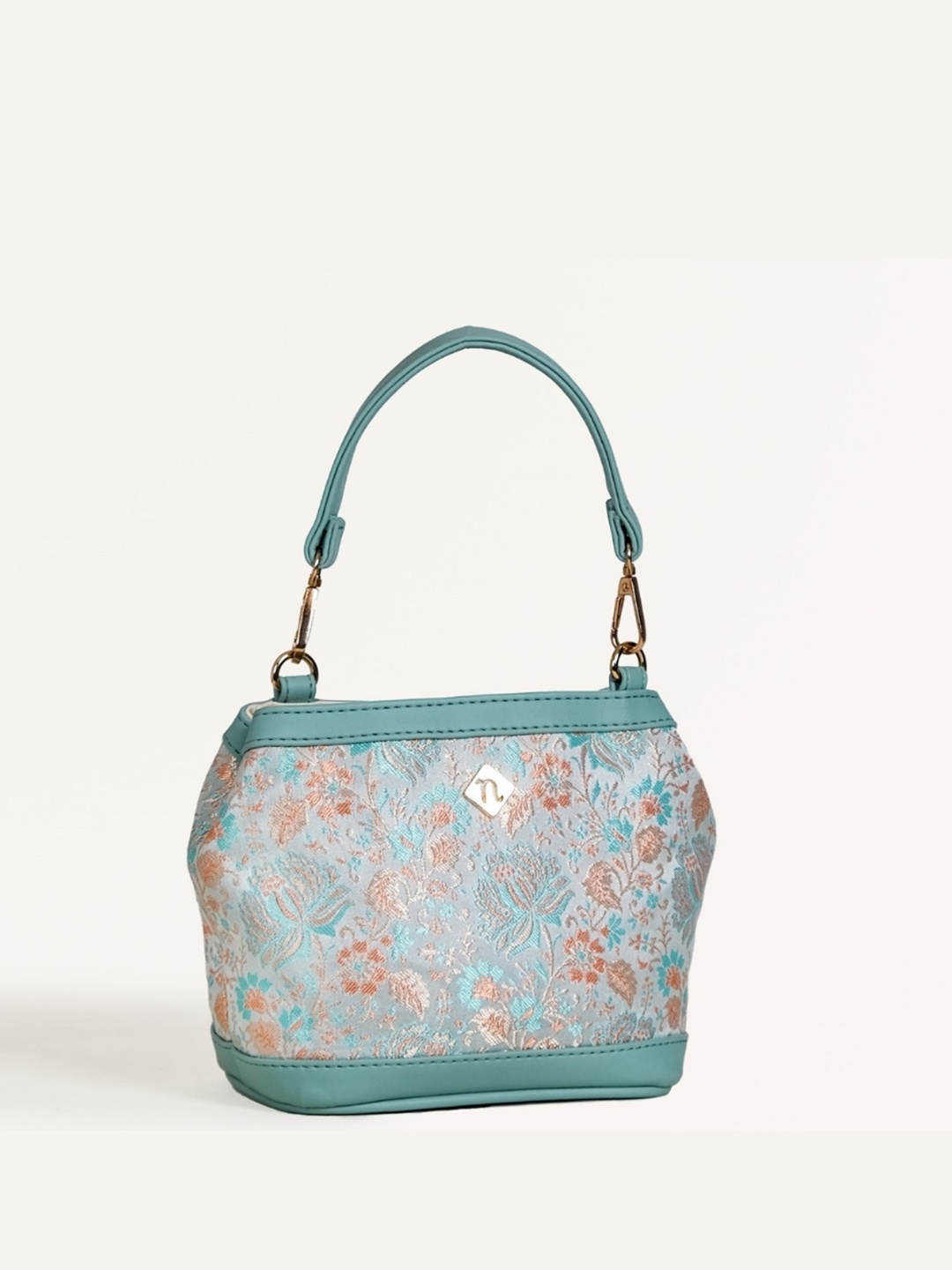 

Nestasia Floral Embroidered Bucket Handheld Bag, Green