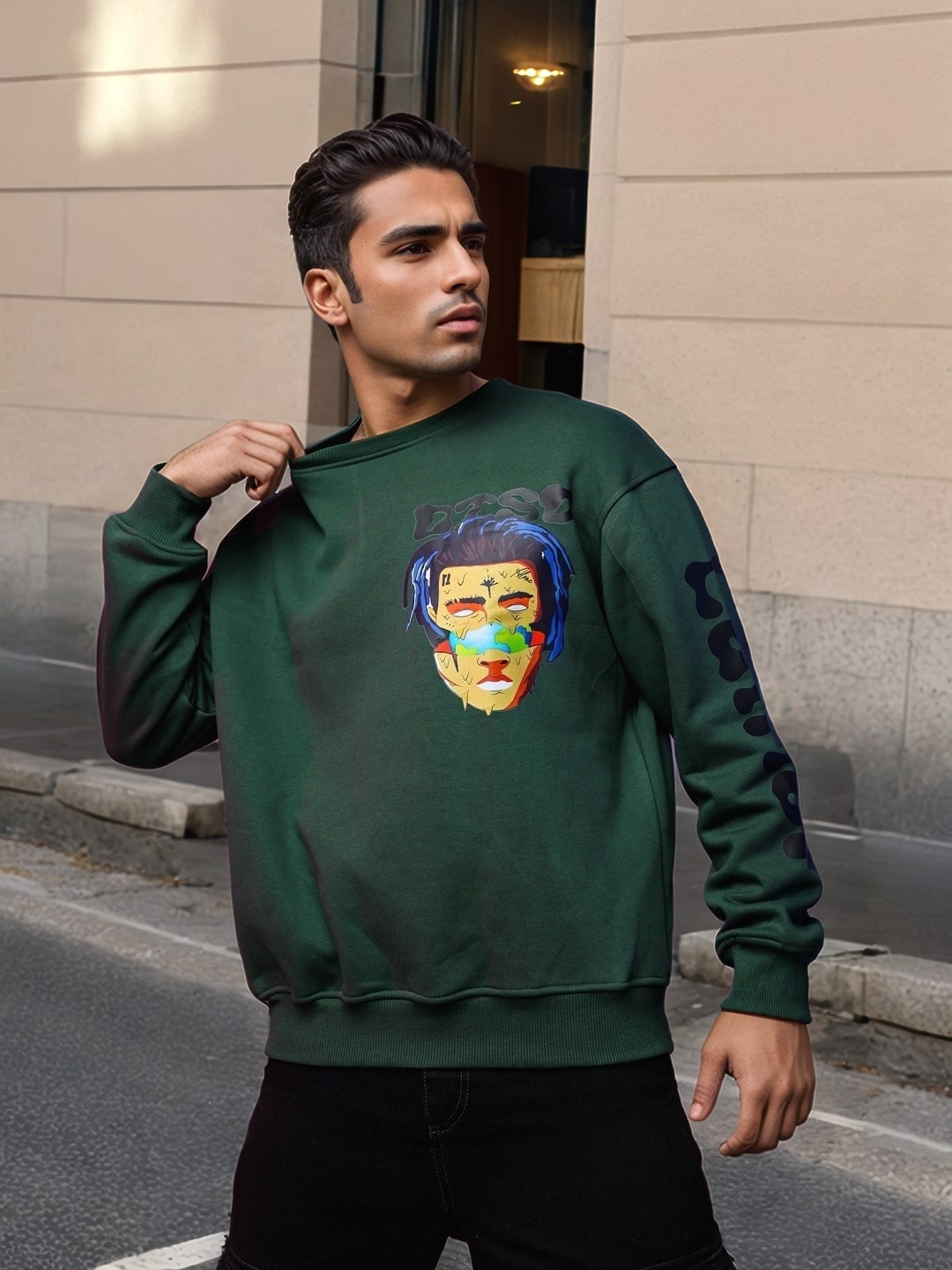 

UNRL Printed Sweatshirt, Green