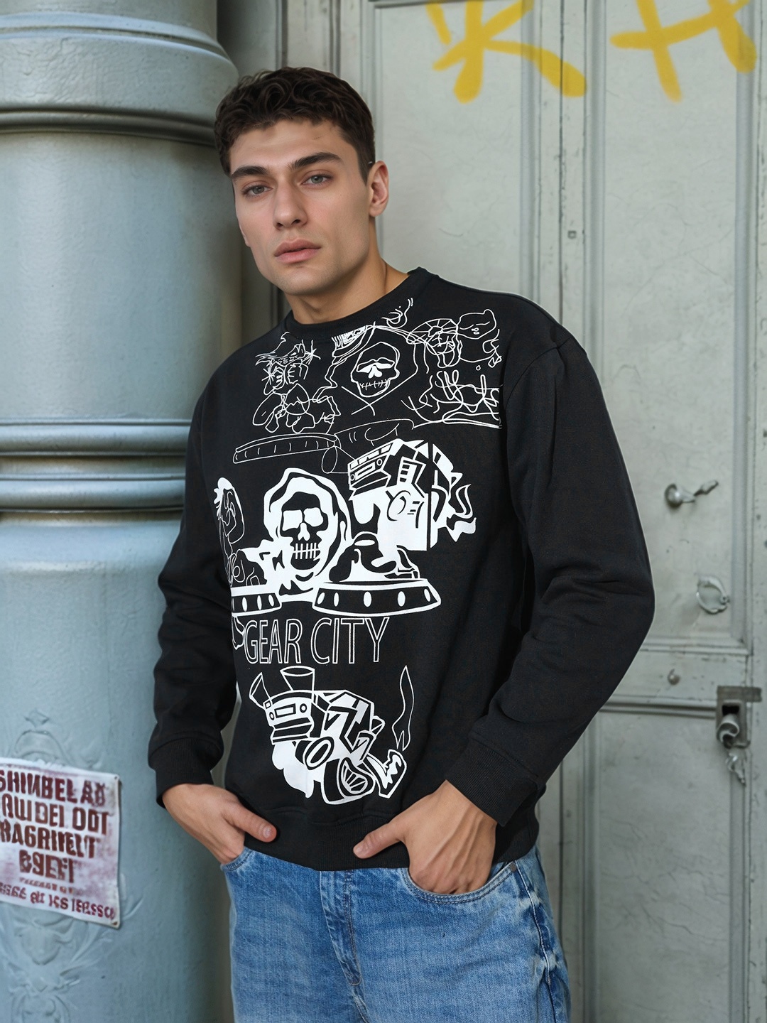 

UNRL Graphic Print Sweatshirt, Black